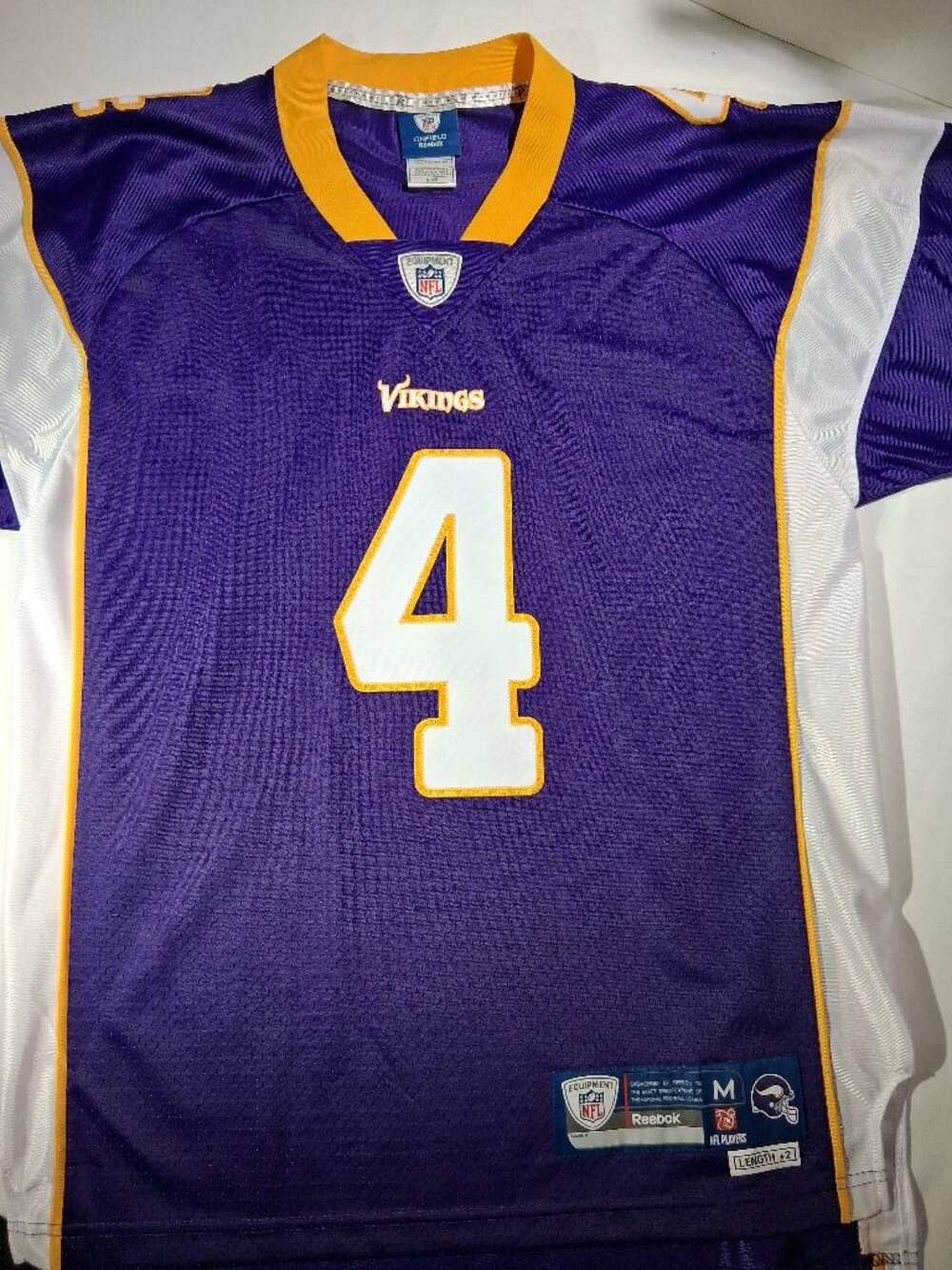 Reebok Premier  Minnesota Vikings  NFL  Brett Favre Jersey #4  NWOT 2009 Fabric